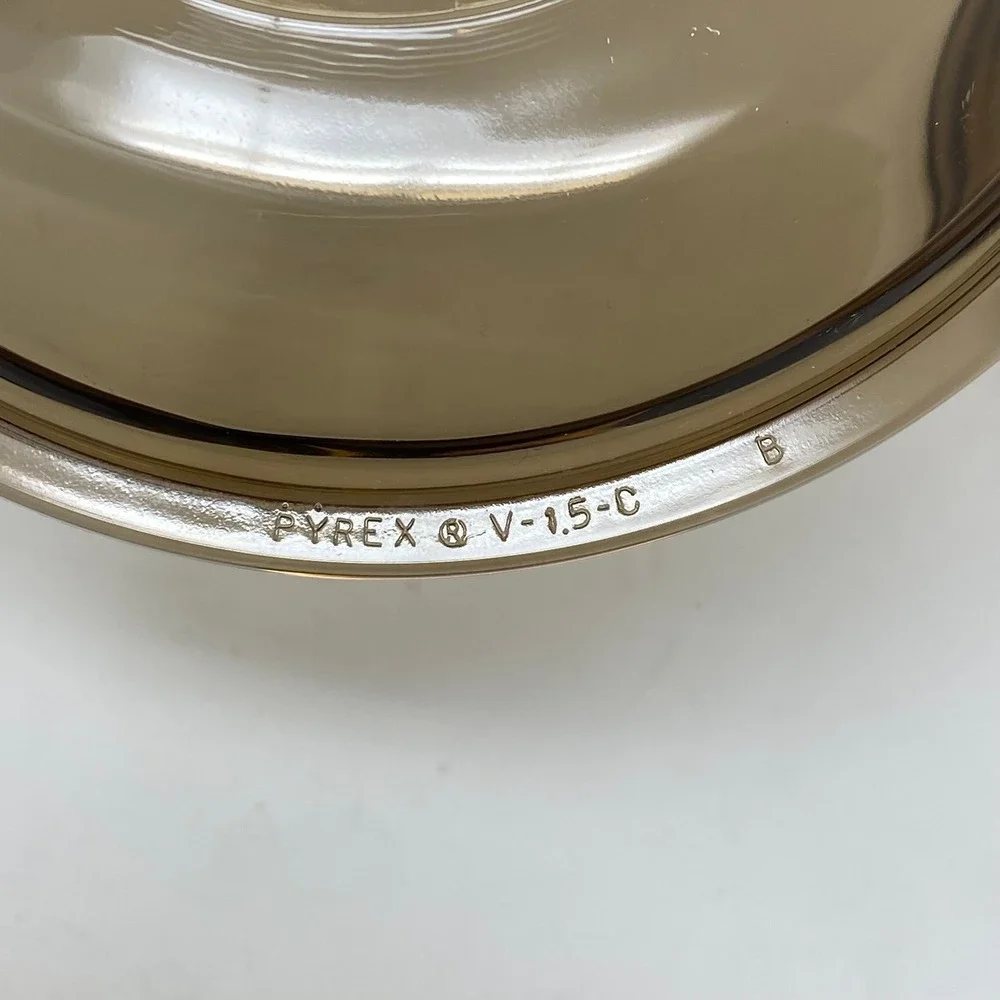 Pyrex 3pc Set Replacement Lids Amber Glass 7.25
